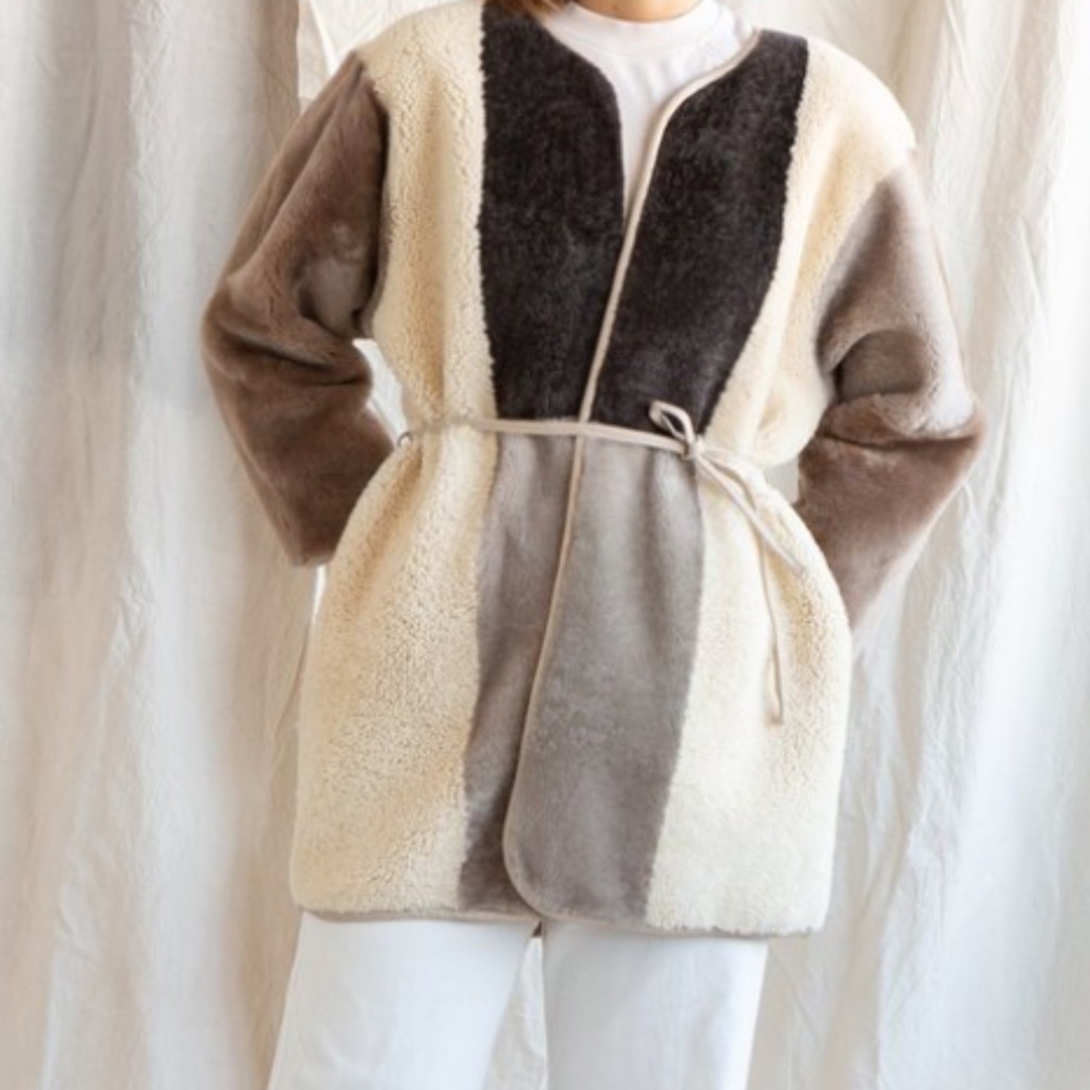 Milena Silvano Patchwork Kimono Shearling Handmade